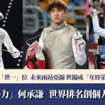 劍擊|FIE最新世界排名出爐 蔡俊彥微跌一級變「世二」 張家朗排第18 何承謙創個人新高